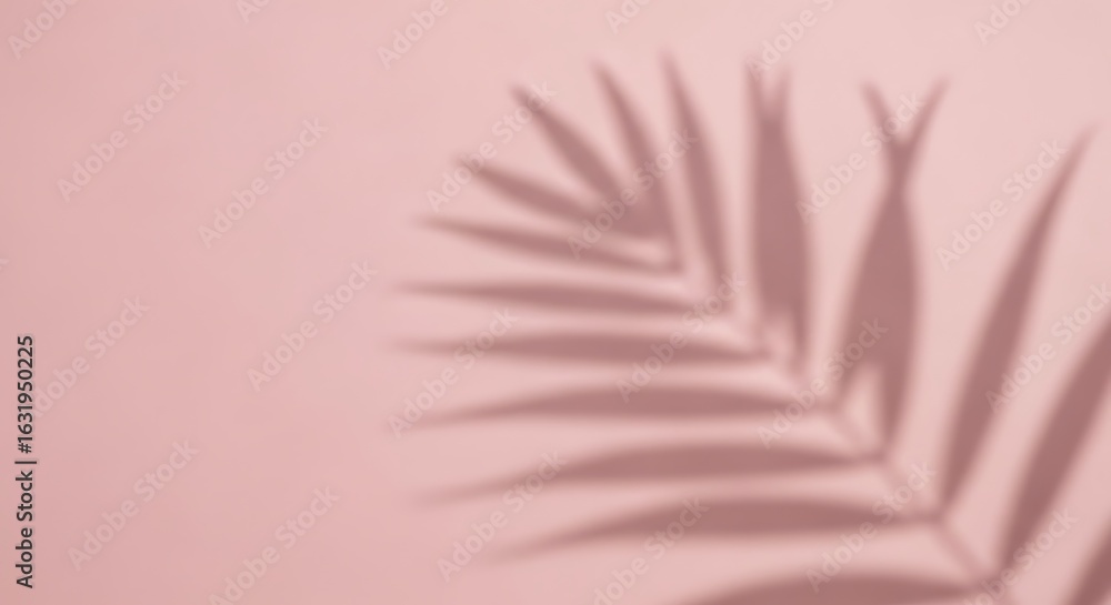 Aufkleber dreamy palm leaf shadow cast on a delicate rose-colored surface creating a relaxing background