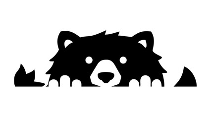 Illustration of a black bear peeking over an edge with its paws visible on either side isolated
