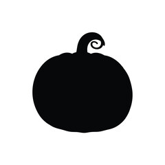 Simple Black Pumpkin Silhouette Isolated on White Background Illustration

