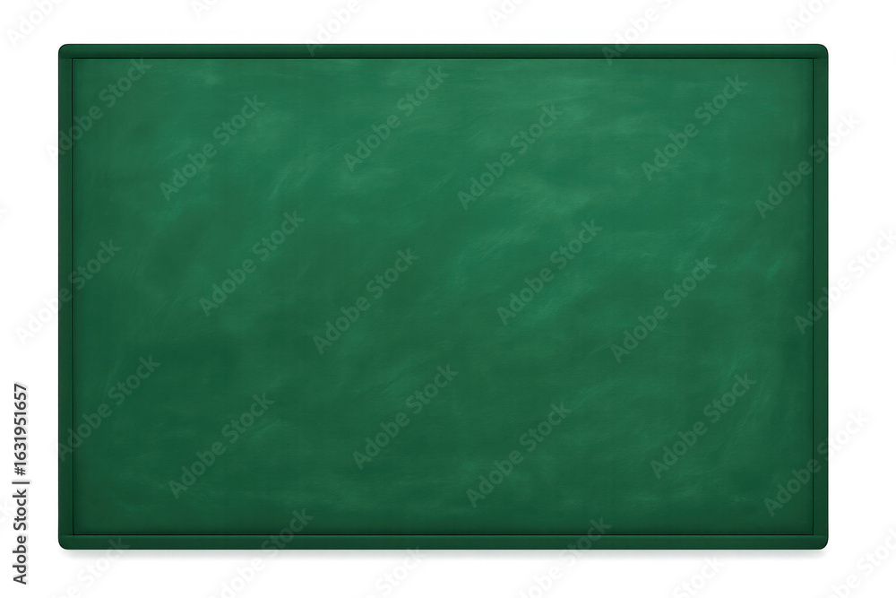 Poster clean green chalkboard with wooden frame on a transparent background, ready for adding text or drawi