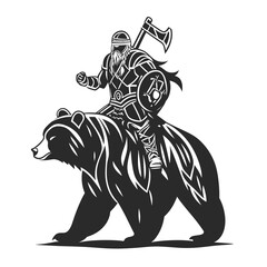 Viking Warrior Riding a Bear Graphic