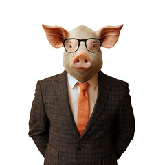 a Pig in businessman's work clothes