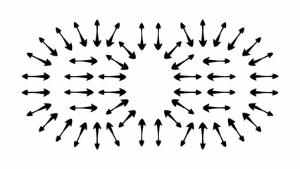 Obraz premium Black arrows arranged in an oval shape pointing inwards towards the center on a white background