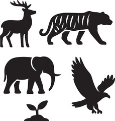 set of animals silhouettes