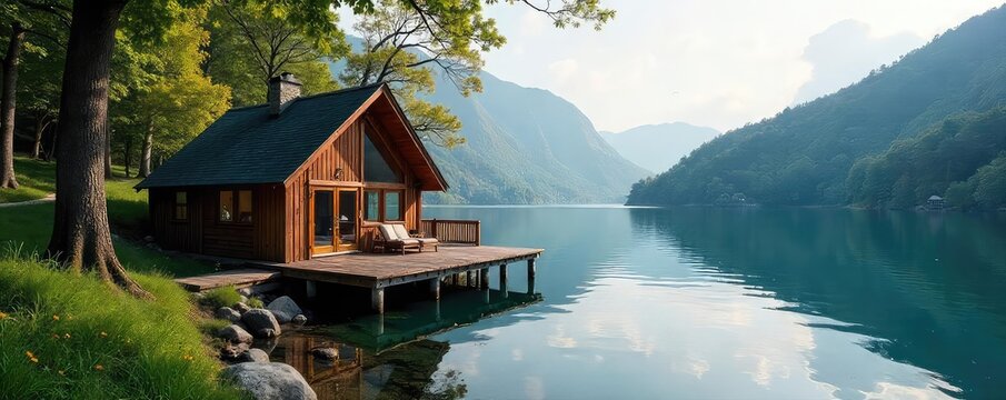 Serene lakeside cabin retreat, perfect for a rejuvenating leave wellness escape Enjoy tranquility and reconnect with nature Ideal for relaxation and digital detox , scenic, rejuvenation, water