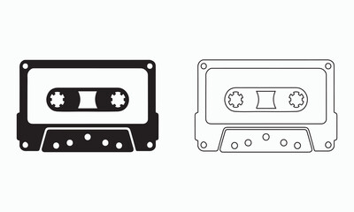 Obraz premium Retro Cassette Tape Icons in Black and White 