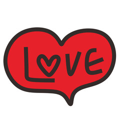 Handdrawn Bold Outline Love Heart Shape Decorative Valentine Illustration