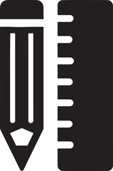 Silhouette vector of pencil with ruler icon. Perfect for school, drawing, measurement, and education-themed designs.