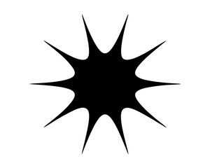 Abstract Starburst Explosion Design Element with Sharp Radial Spikes on White