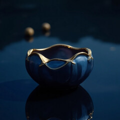  Elegant Gold and Blue Bowl