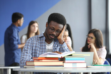 Books, education and students studying together, happy to share ideas for research project and assessment. Diversity, group of people and learning for academic growth, university and campus library