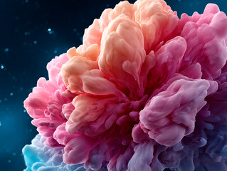Obraz premium Abstract colorful cloud formation resembling a blooming flower in cosmic space environment with soft lighting