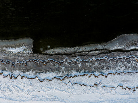 Winter and frozen Lake Sevan in Armenia