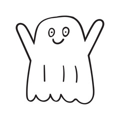 Obraz premium Cute ghost. Outline vector design. Illustration on white background.
