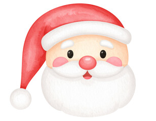 Minimalist Santa Face Using Line Art and Negative Space, Transparent Background