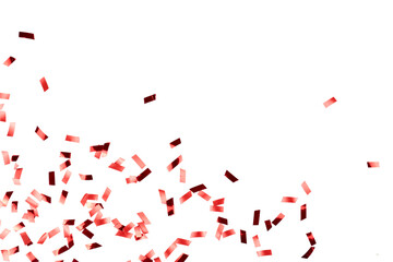 shiny red metallic glitter confetti corner border isolated on white or transparent png