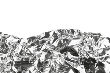 crumpled torn aluminum foil piece isolated on white or transparent png