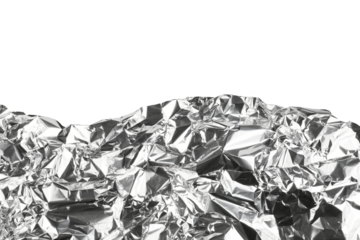 crumpled torn aluminum foil piece isolated on white or transparent png