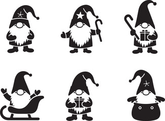 Naklejka premium Charming Christmas gnomes with gifts and sleigh for festive designs