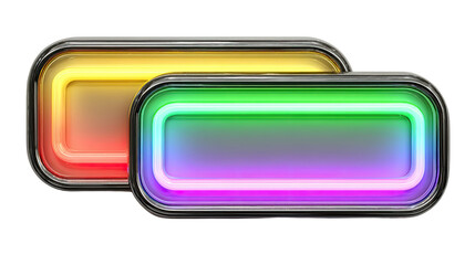 Dynamic Neon Display: A vibrant pair of electronic devices showcases a mesmerizing display of color gradients, with one in fiery hues and the other in a spectrum of rainbow tones.