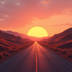 Winding Road at Sunset