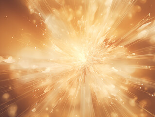 Dynamic golden energy burst with glowing particles radiating outward, creating a vibrant, abstract spectacle