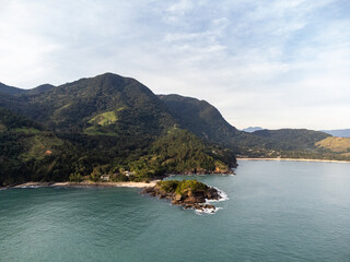 Fototapeta premium beautiful and secret Calhetas beach forming a small sand island