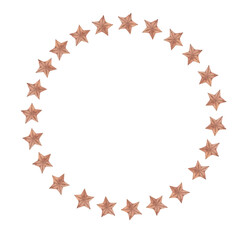 Frame round of stars watercolor. Clip art of geometric shapes on white background. Ideal for greeting cards, banners and baby showers