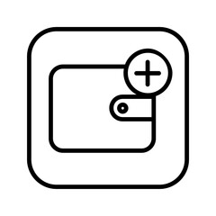 Fototapeta premium Add to Wallet Icon in Outline Style with Plus Sign