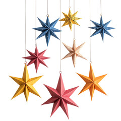 Obraz premium Colorful decorative paper stars hanging festive