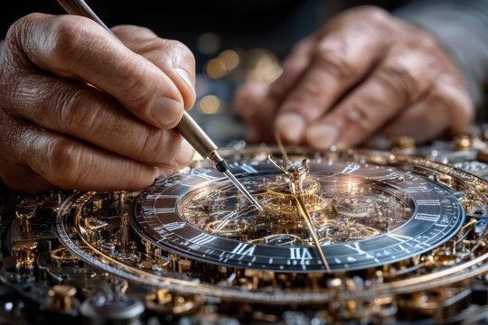 Intricate watch repair showcases skilled craftsmanship in a workshop setting