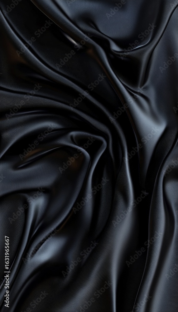 Poster elegant and luxurious black fabric abstract design with smooth waves and refined texture background
