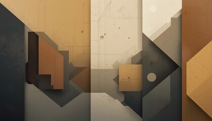 Geometric shapes in earth tone colors, abstract minimalism
