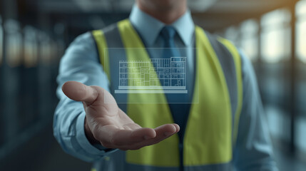 Architect holding building blueprint