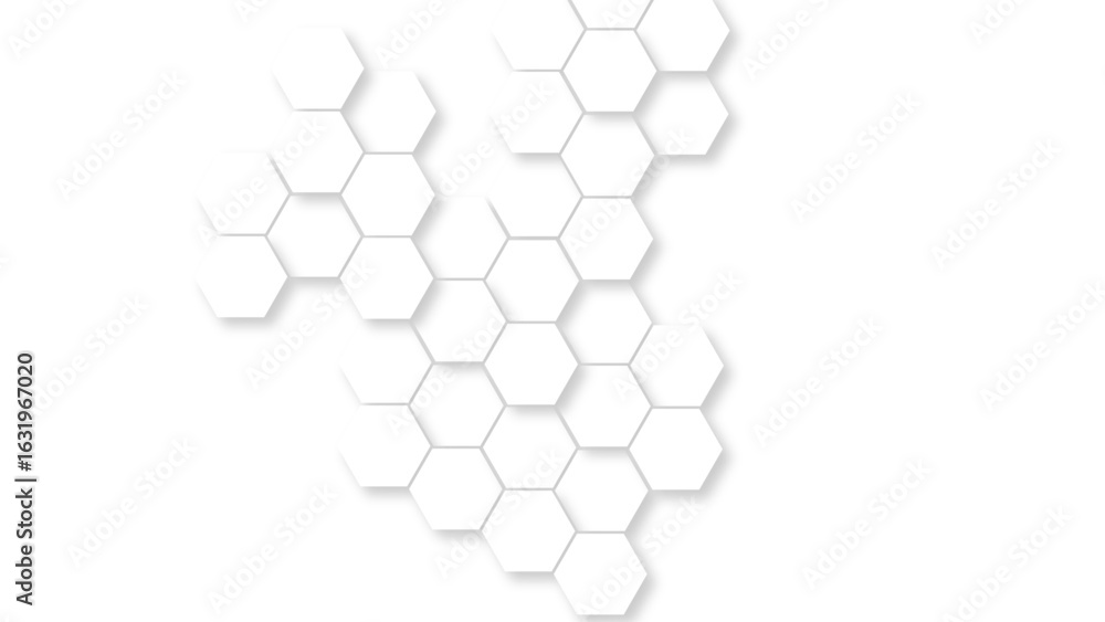 Poster abstract white hexagonal background. luxury white honeycomb pattern. 3d futuristic abstract honeycom