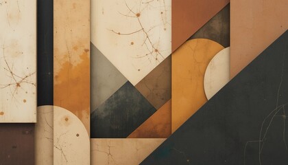 Geometric shapes in earth tone colors, abstract minimalism