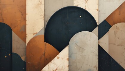 Geometric shapes in earth tone colors, abstract minimalism