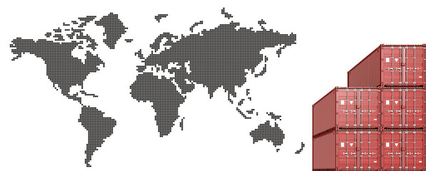 Background design: mapping container logistics Worldwide. Isolated on transparent background. 3D illustration © Orange Dragon Studio