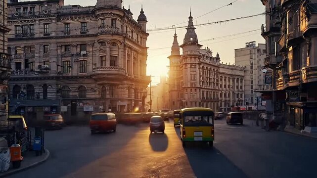 colaba street at sunset indian landscape video timelapse