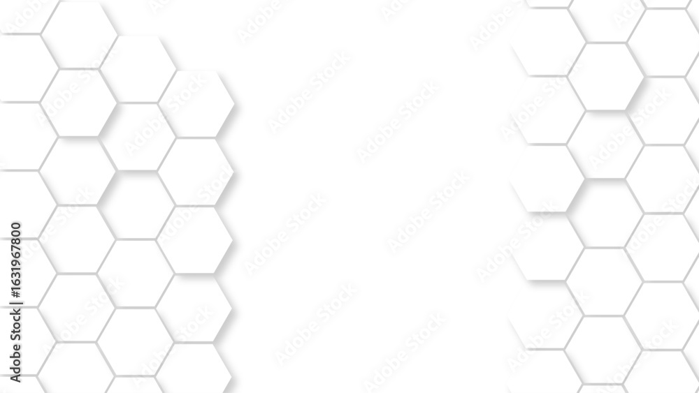 Poster abstract white hexagonal background. luxury white honeycomb pattern. 3d futuristic abstract honeycom