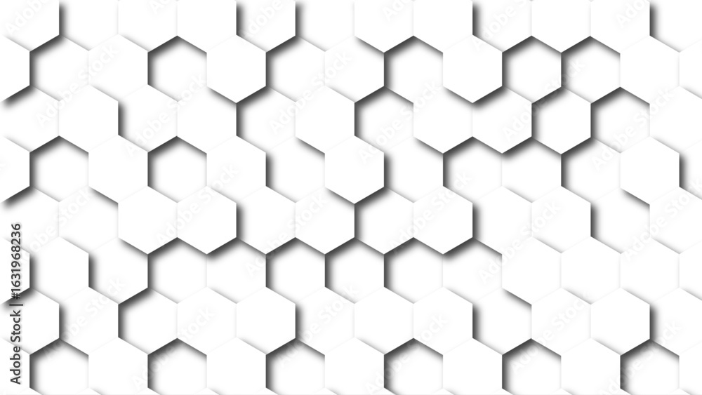 Poster abstract white hexagonal background. luxury white honeycomb pattern. 3d futuristic abstract honeycom