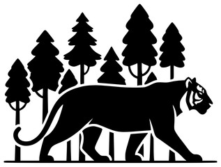 Obraz premium Tiger walking in forest with tiger drinking water and climbing trees slowly