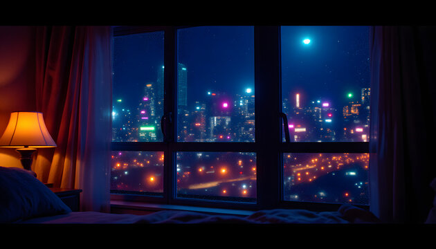 Pixel art rooms and retro city scenes with cozy lighting, nostalgic tech and vintage fall vibes