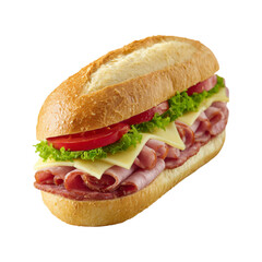 Delicious Ham and Cheese Sub Sandwich on a Crusty Roll