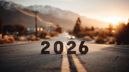 Future vision 2026 a journey down the open road scenic landscape inspirational photography sunset glow creative perspective