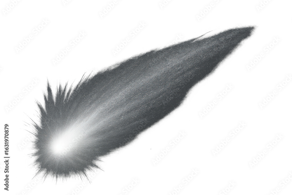 Poster luminous cosmic object streaking across starry expanse, transparent backdrop enabling seamless digit