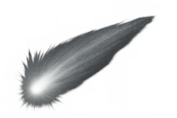 Luminous cosmic object streaking across starry expanse, transparent backdrop enabling seamless digital design integration