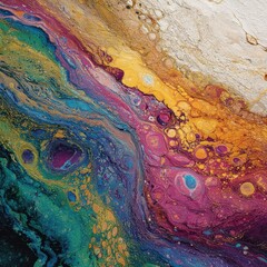 Abstract Colorful Fluid Acrylic Pour Painting Art
