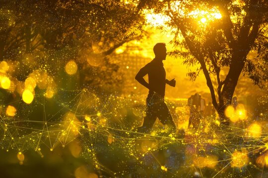 Wake up with a morning jog in the city park. Jogging routine. Why everything you see is linked to something beyond your vision. Healthy morning. City runner.
