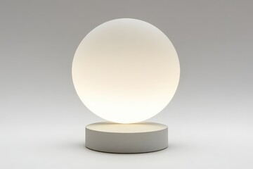 Illuminated sphere resting on a simple pedestal.